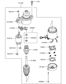 Kawasaki Fx1000-S09 Starter Diagram and Parts List for M72-KW (53BI8CT8050-37HP)(2011 & After) Cub Cadet Lawn Tractor
